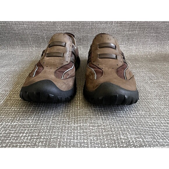 Clarks PRIVO BROWN SUEDE LEATHER ATHLETIC COMFORT SLIDES CLOGS LOAFERS 7M - Picture 4 of 9